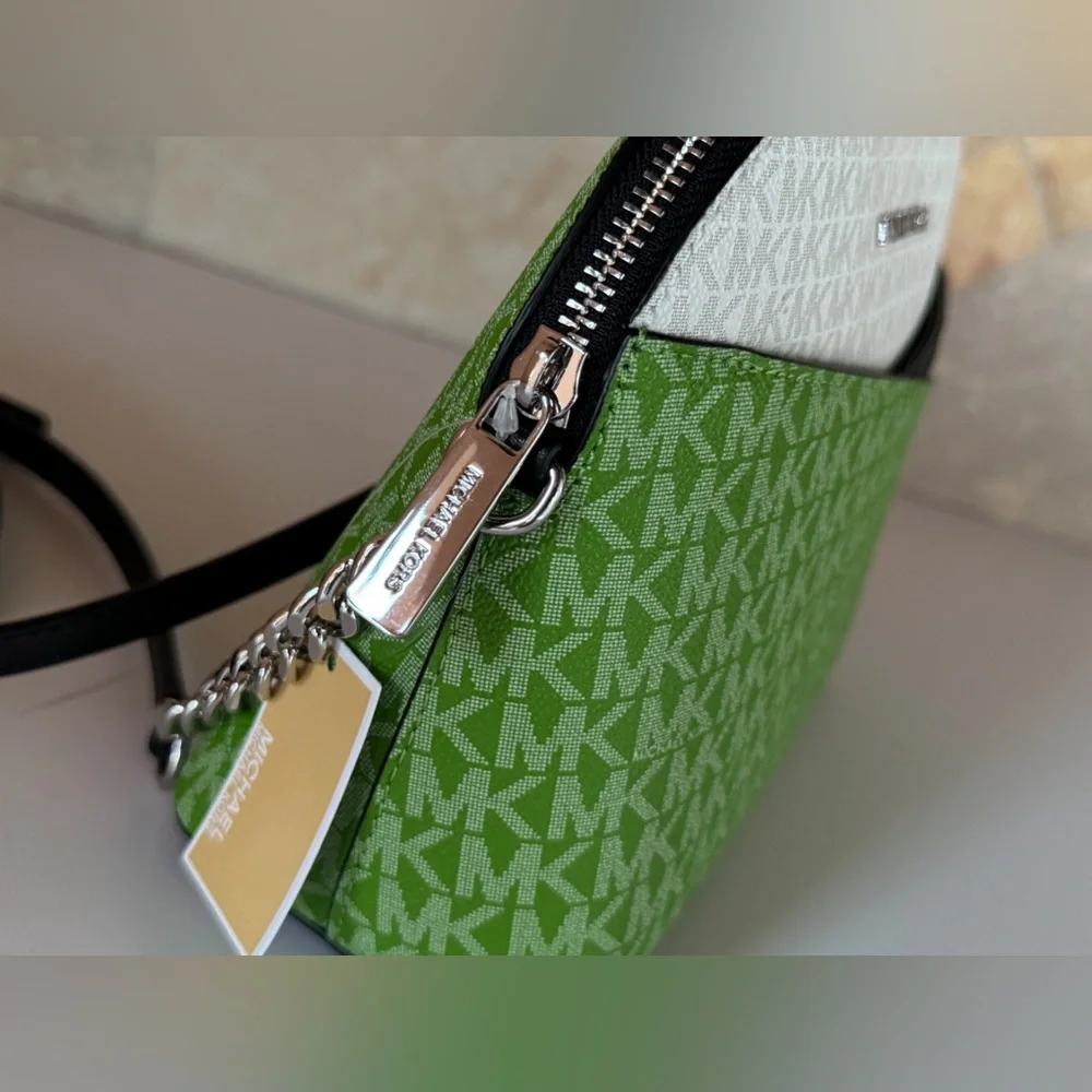 Michael Kors Jet Set Travel Dome Shoulder Crossbody Bag MK Green Multi - Picture 11 of 15